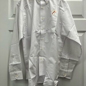 Deacon Classic White Dress Shirt with Embroidered Cross